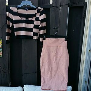 Bebe blouse and skirt set.